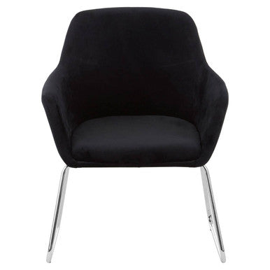 Black chair with chrome legs on a white background