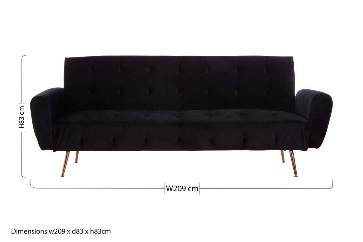 Black Velvet Sofa Bed, Hayton