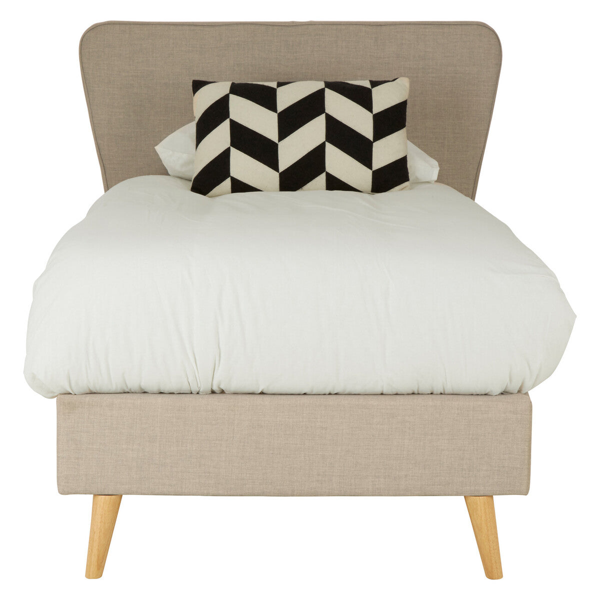 Scandinavian Beige Hopsack Fabric Single Bed - Image 1
