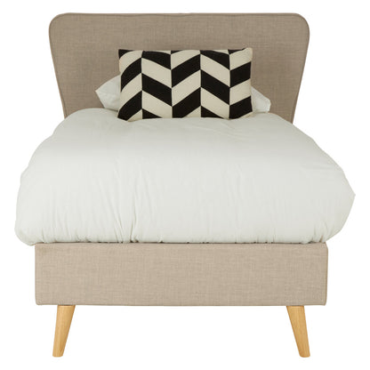 Scandinavian Beige Hopsack Fabric Single Bed - Image 1