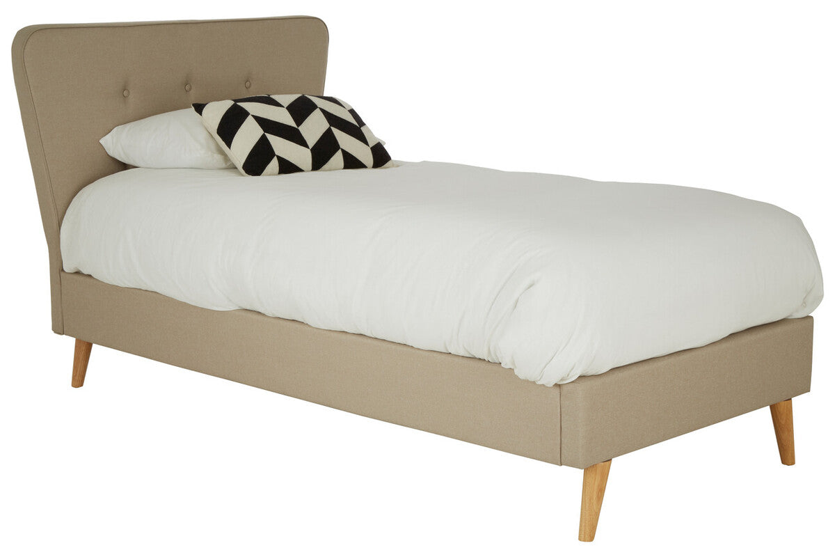 Scandinavian Beige Hopsack Fabric Single Bed - Image 2