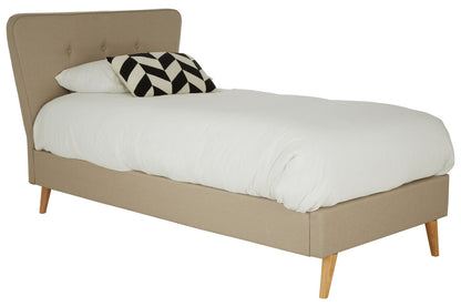 Scandinavian Beige Hopsack Fabric Single Bed - Image 2