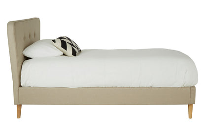 Scandinavian Beige Hopsack Fabric Single Bed - Image 3