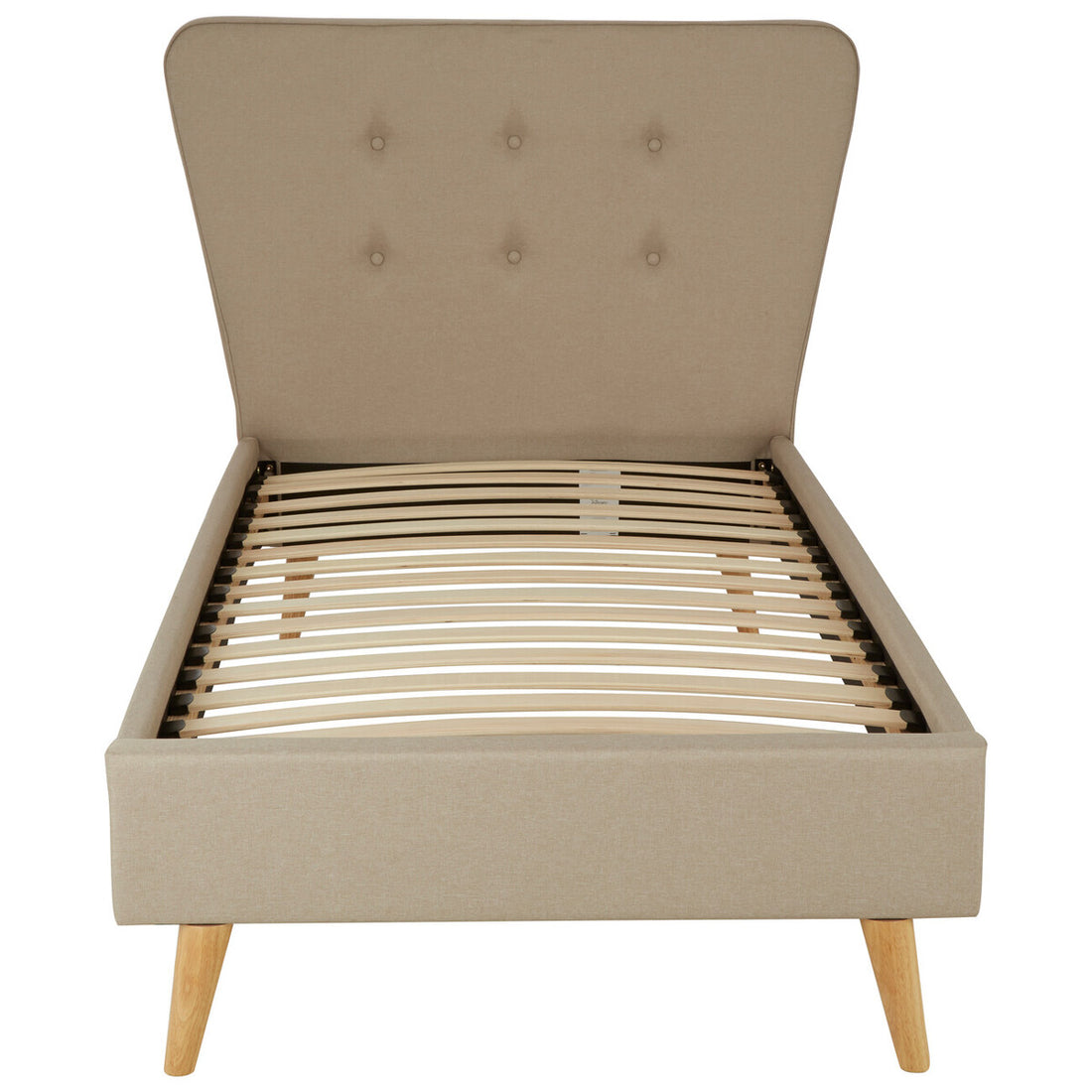 Scandinavian Beige Hopsack Fabric Single Bed - Image 5