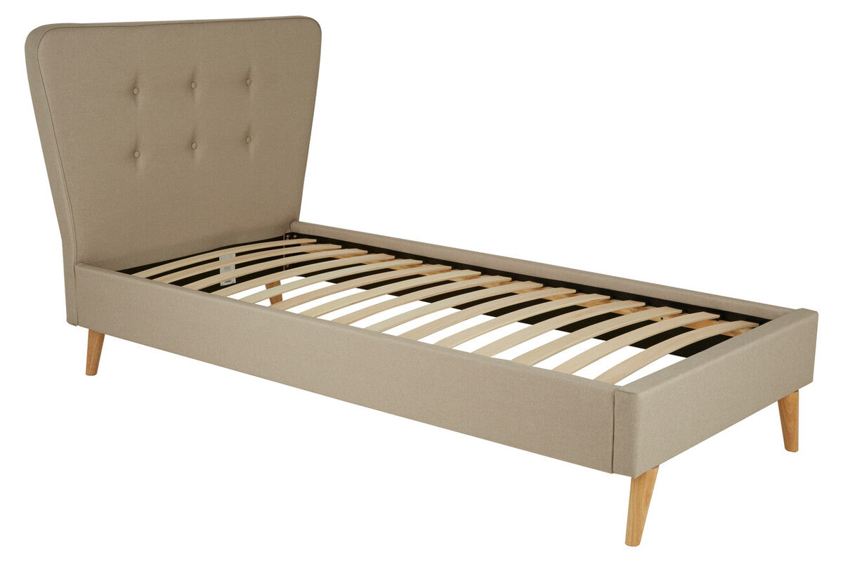 Scandinavian Beige Hopsack Fabric Single Bed - Image 6
