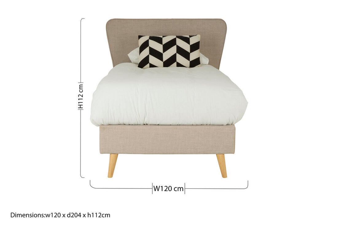 Scandinavian Beige Hopsack Fabric Single Bed - Image 10