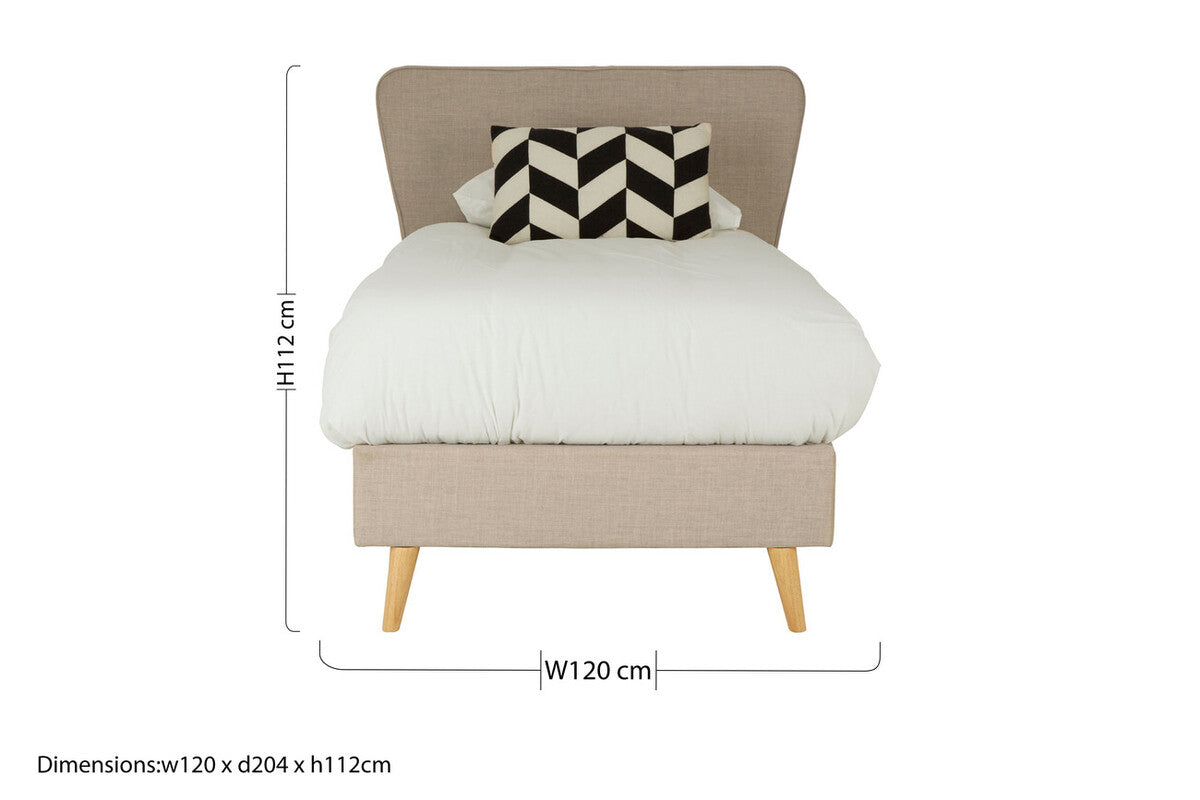 Scandinavian Beige Hopsack Fabric Single Bed - Image 10
