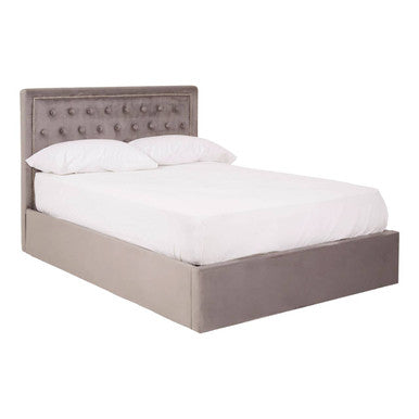 Hannah Grey Velvet Ottoman Bed Double - image 3