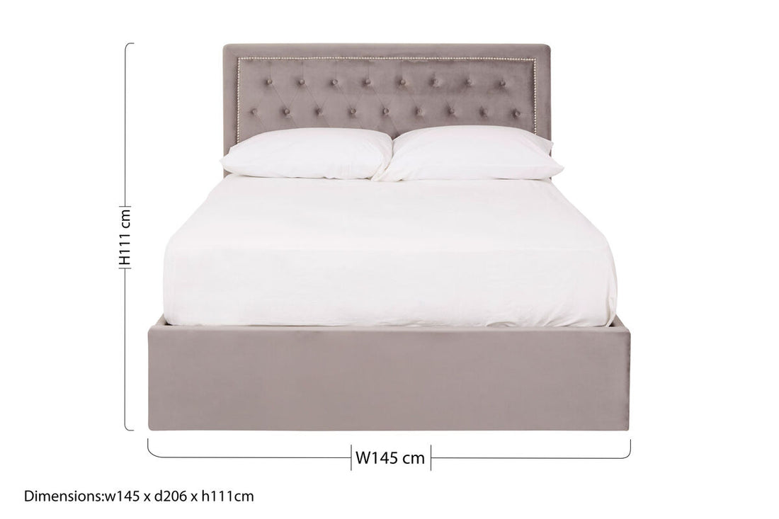 Hannah Grey Velvet Ottoman Bed Double - image 10