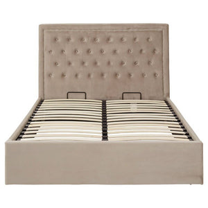 Hannah Mink Velvet Ottoman Double Bed