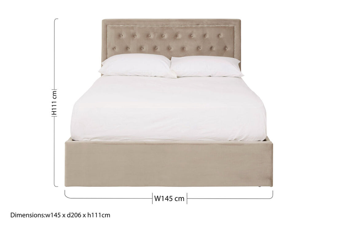 Hannah Mink Velvet Ottoman Double Bed