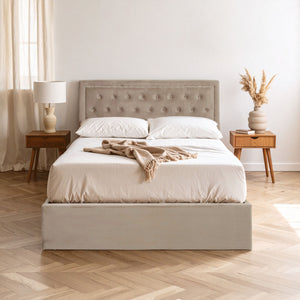 Hannah Mink Velvet Ottoman Double Bed