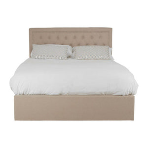 Hannah Beige Linen Ottoman Double Bed