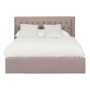 Hannah Grey Velvet Ottoman King Bed