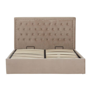 Hannah Mink Velvet Ottoman King Bed