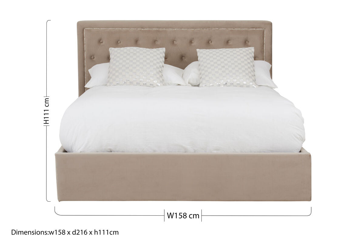 Hannah Mink Velvet Ottoman King Bed