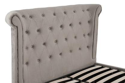 Edison Grey Velvet Ottoman Double Bed