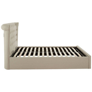 Edison Beige Double Ottoman Bed