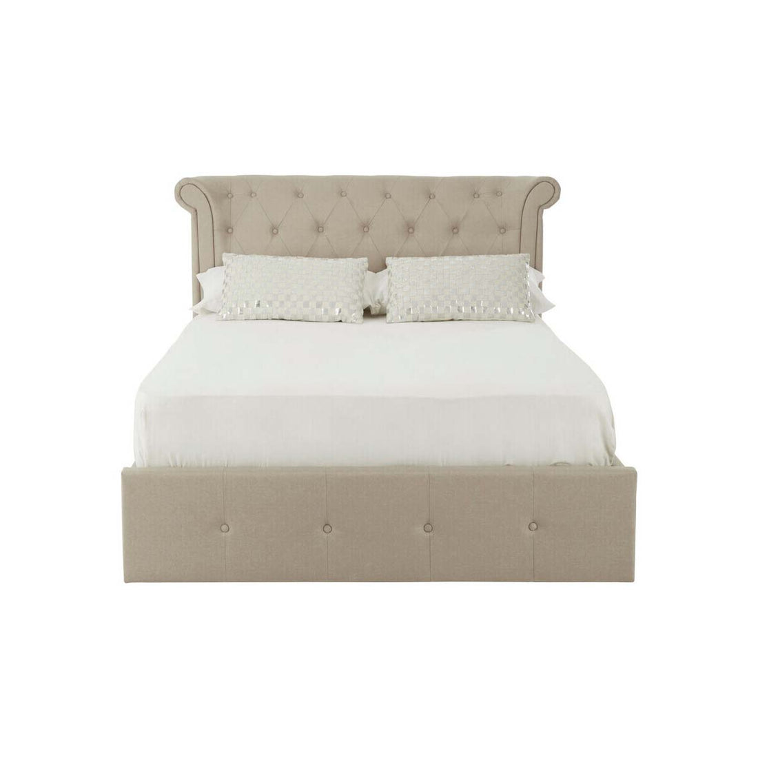 Edison Beige Double Ottoman Bed