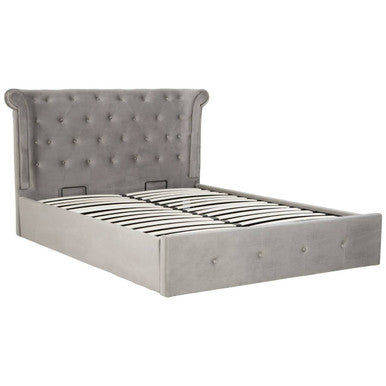 Edison Grey Brushed Velvet Ottoman King Bed