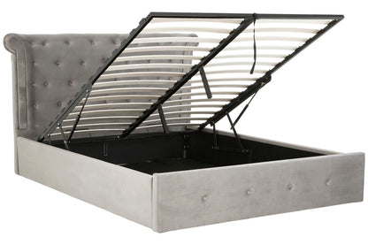 Edison Grey Brushed Velvet Ottoman King Bed