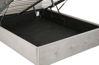 Edison Grey Brushed Velvet Ottoman King Bed