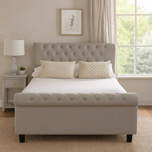 Orlando Light Grey Fabric Ottoman Sleigh Double Bed