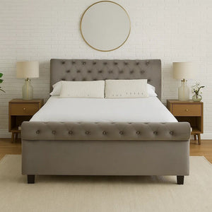 Orlando Grey Brushed Velvet Ottoman King Bed