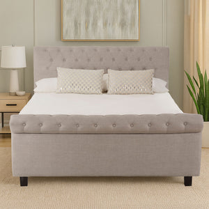 Orlando Light Grey Fabric Ottoman Sleigh King Bed