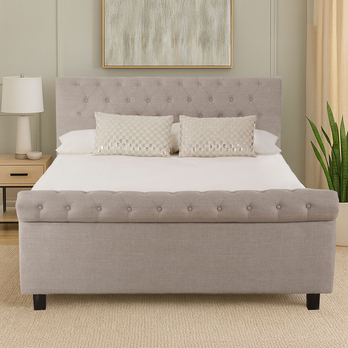Orlando Light Grey Ottoman King Bed