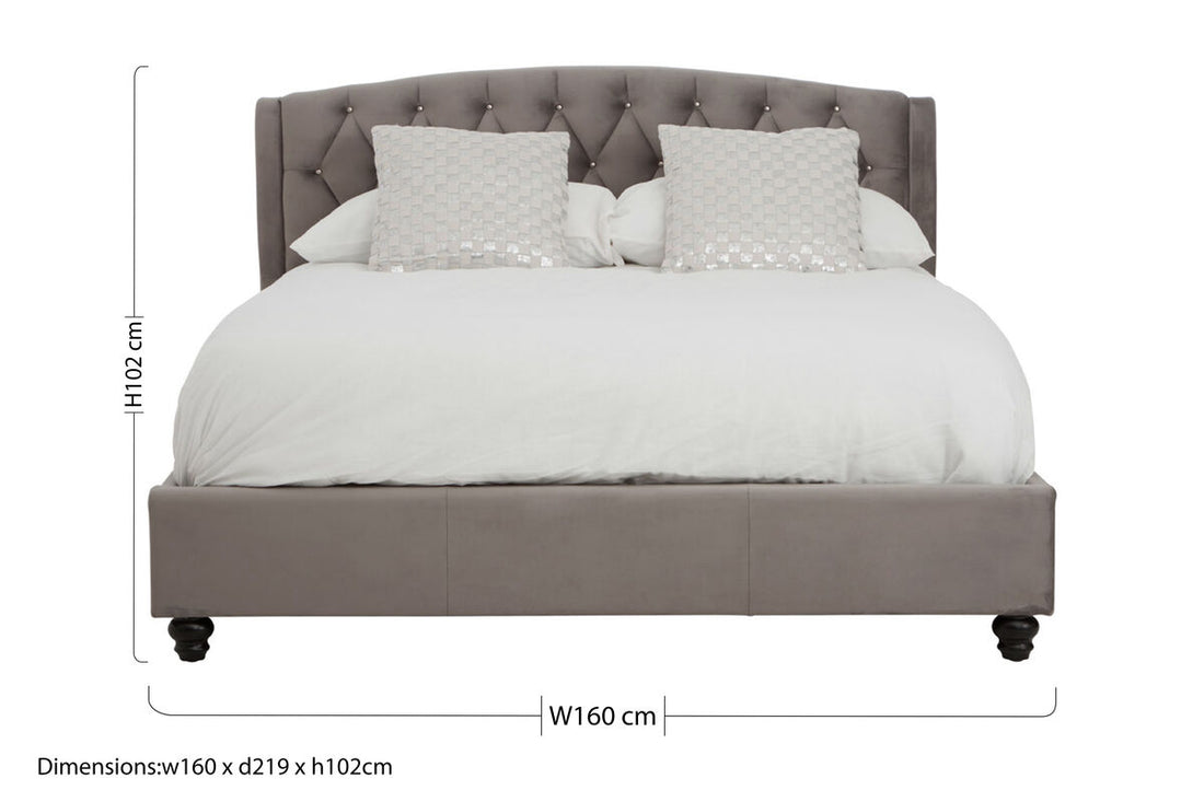 Josephine Grey Velvet King Bed