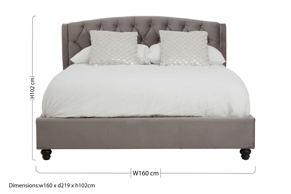 Josephine Grey Velvet King Bed