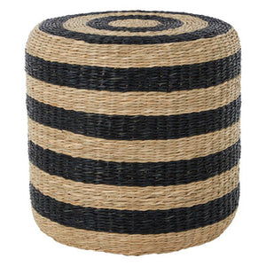 Ashby Seagrass Pouffe with Black Stripes.