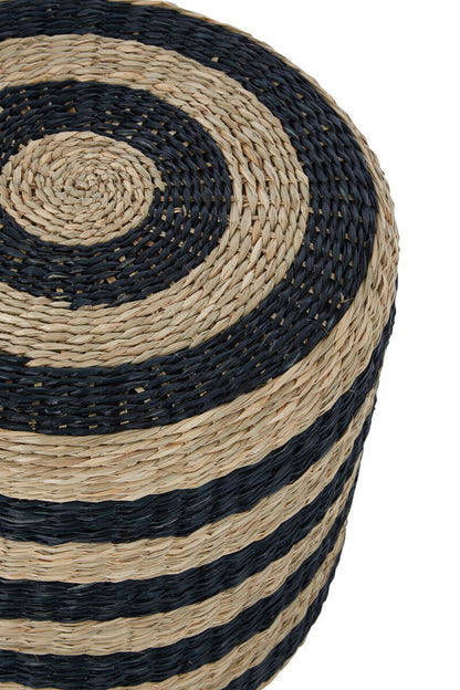 Ashby Seagrass Pouffe with Black Stripes
