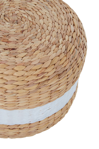 Ashby Seagrass Pouffe with White Stripe