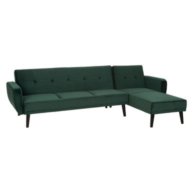 Green sectional sofa on a white background