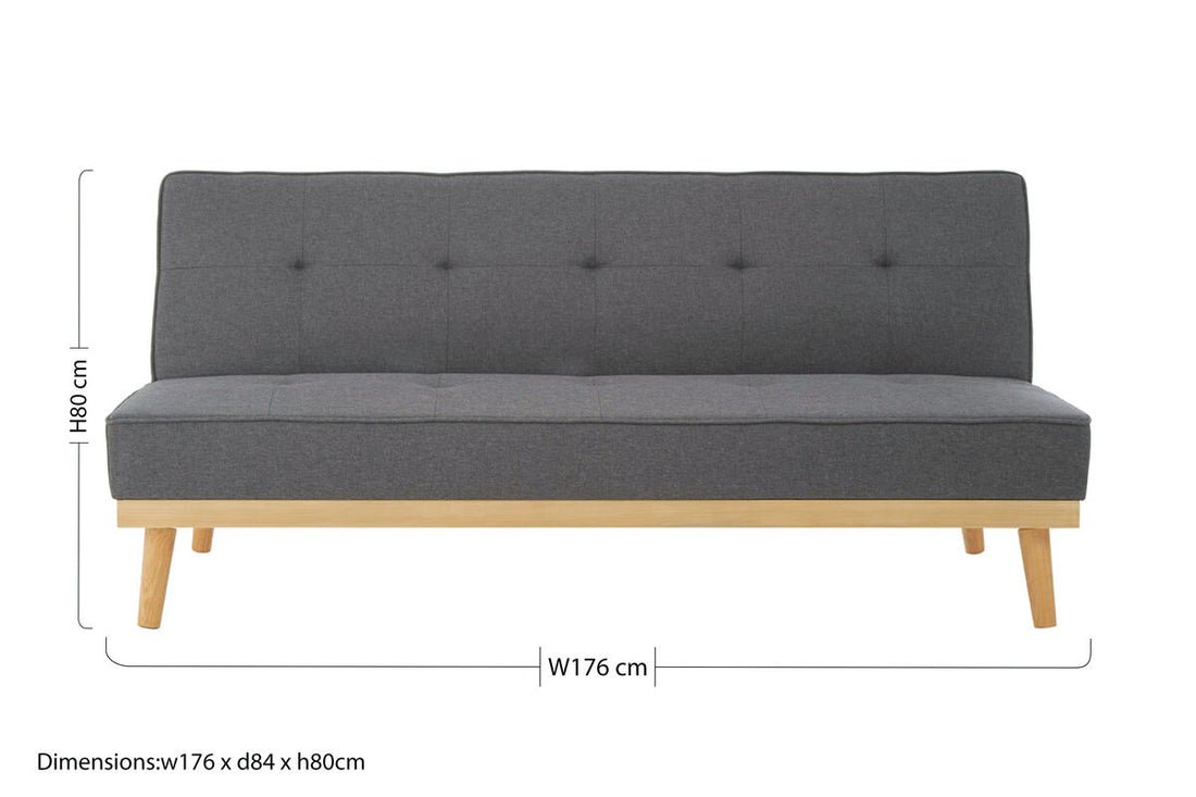 3 Seater Grey Sofa Bed, Stockholm