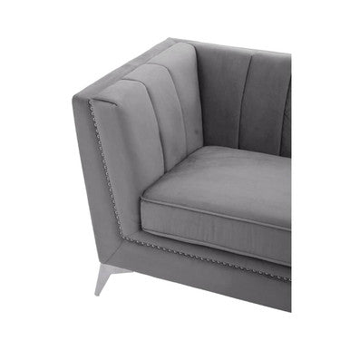 3 Seater Grey Velvet Sofa, Hansa
