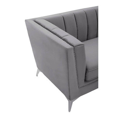 3 Seater Grey Velvet Sofa, Hansa
