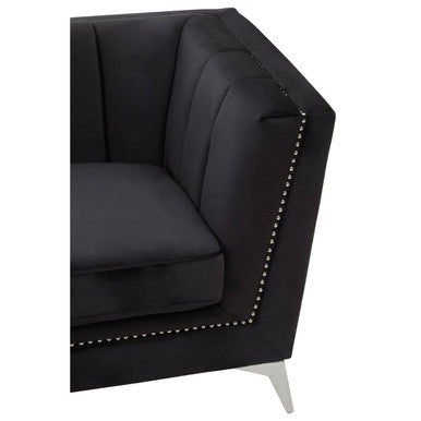 3 Seater Black Velvet Sofa, Hansa