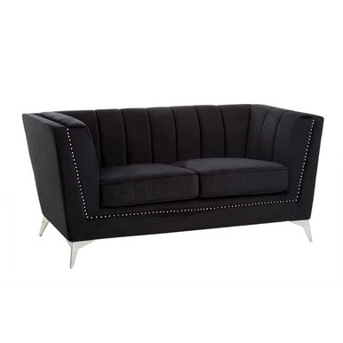 Hansa Two Seat Black Velvet Sofa