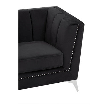 Hansa Two Seat Black Velvet Sofa