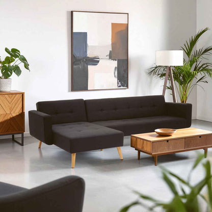 Hansa Hagen Black Large Corner Sofa Bed