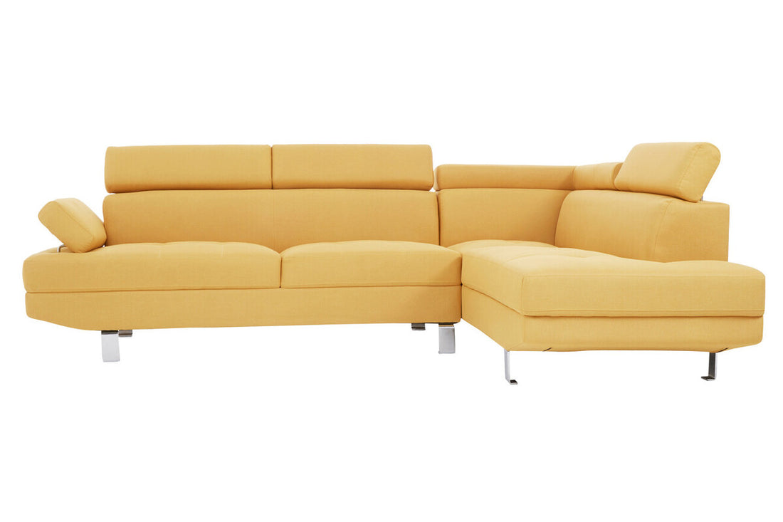 Yellow sectional sofa on a white background