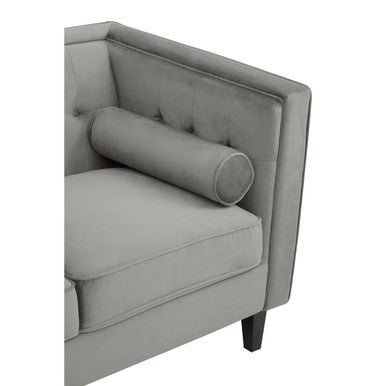 3 Seater Grey Velvet Sofa, Helia