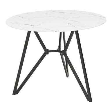 Weston Round Marble Effect Dining Table with 6 Chairs Set