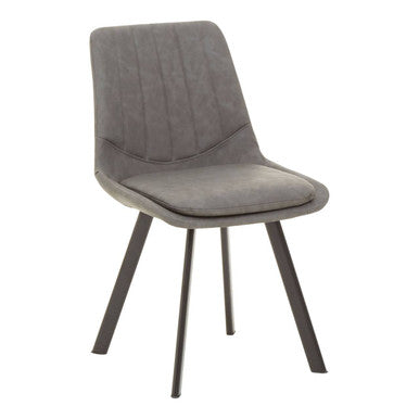 Grey Wooden Top and Metal Legs Rectangle Dining Table with 6 Brown Chairs Set, Westford