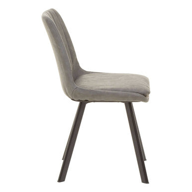 Grey Wooden Top and Metal Legs Rectangle Dining Table with 6 Brown Chairs Set, Westford