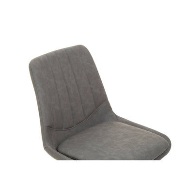 Grey Wooden Top and Metal Legs Rectangle Dining Table with 6 Brown Chairs Set, Westford