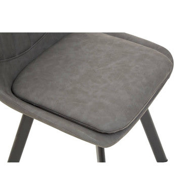 Grey Wooden Top and Metal Legs Rectangle Dining Table with 6 Brown Chairs Set, Westford